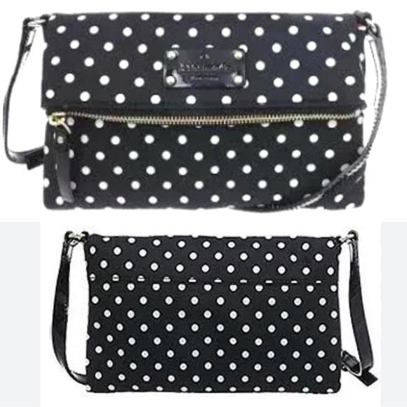 KATE SPADE♠️ York Aleah Polka Dot Crossbody Handbag Black/white size9x10 Ex cond - Picture 13 of 14
